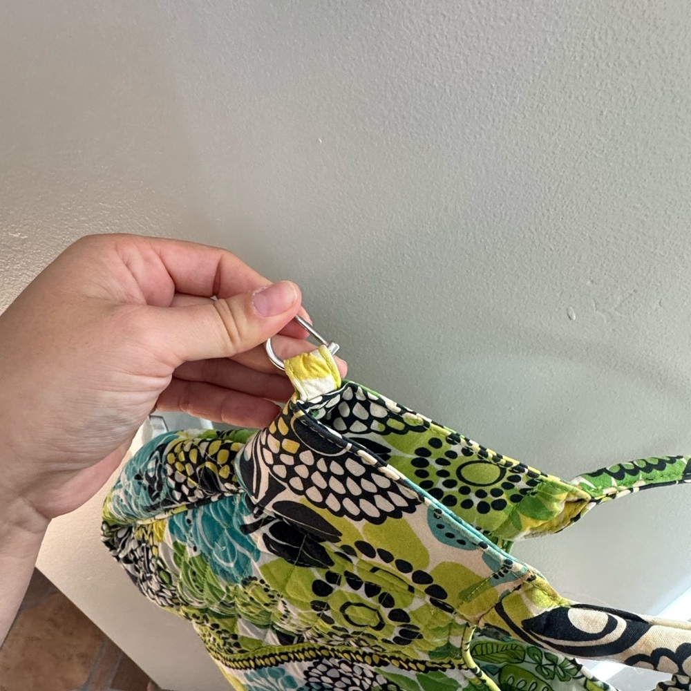 Vera Bradley Quilted Floral Tote Green Blue Vintage Print Shoulder Bag Paisley - Picture 6 of 8